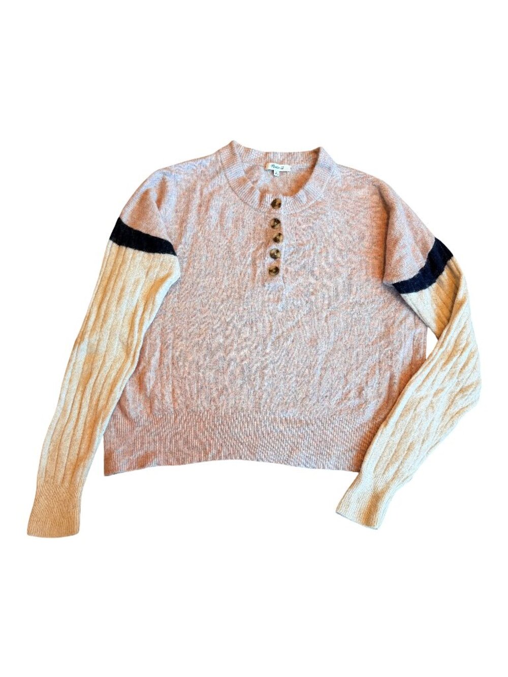 Madewell Striped Bowden Henley Sweater Coziest Yarn Stretch Size Medium Women's